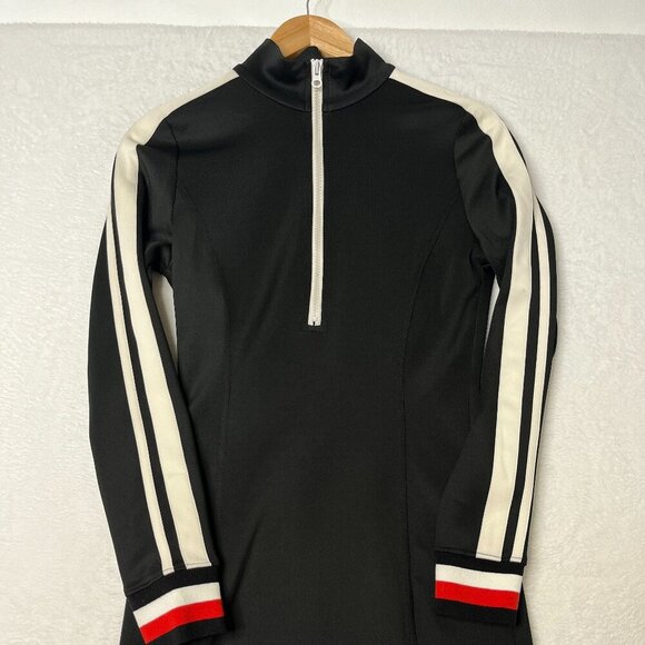 NWT PAM & GELA Sporty Racing Stripe Black Quarter Zip Mini Dress sz S Activewear - Picture 5 of 12
